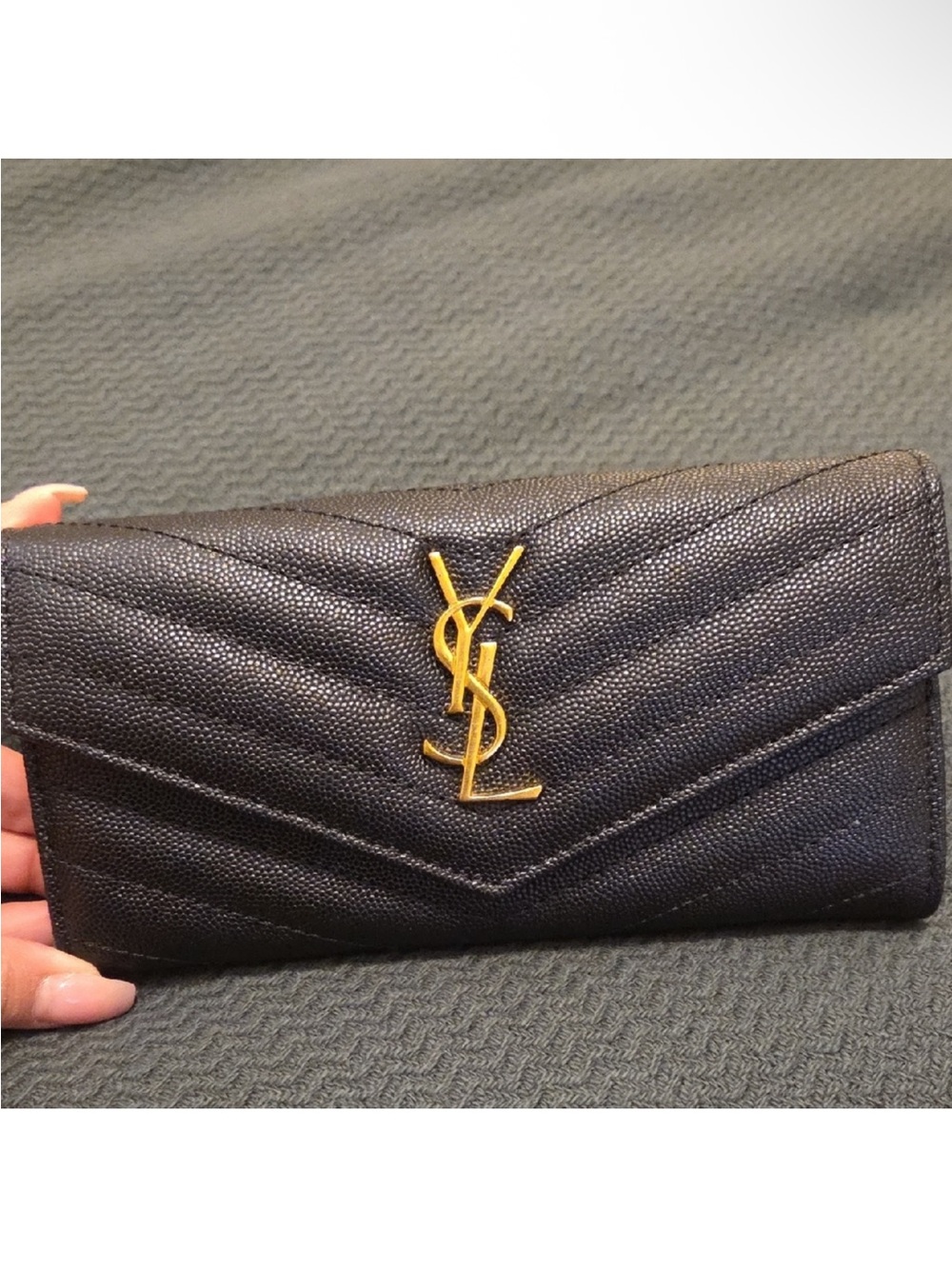 YSL Black Quilted Wallet with Gold Hardware